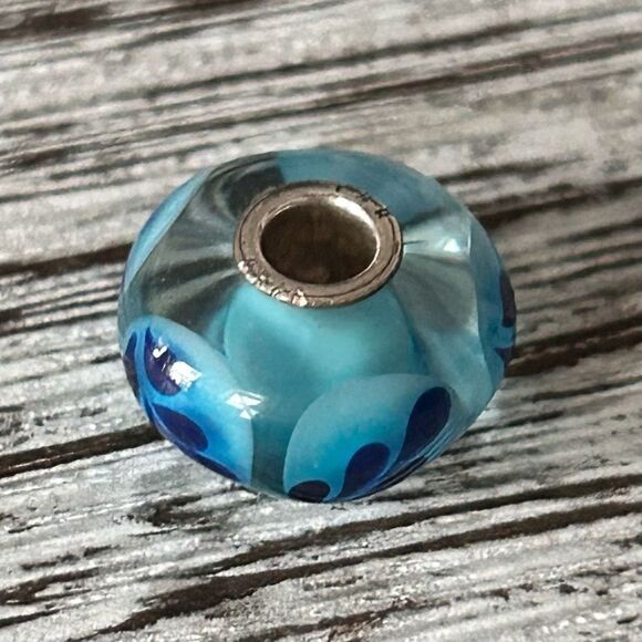 TROLLBEADS Blue Leaves Unique LAA 925S Preloved Excellent! - Picture 3 of 5
